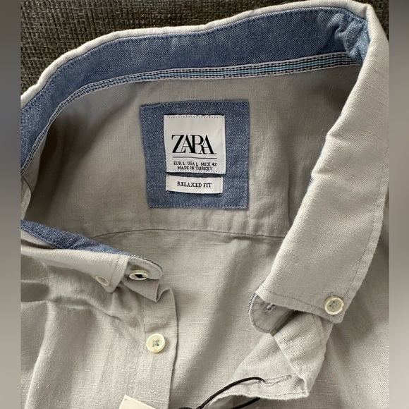 Zara Men - Linen button down shirt, casual. New with tags. - Picture 3 of 7